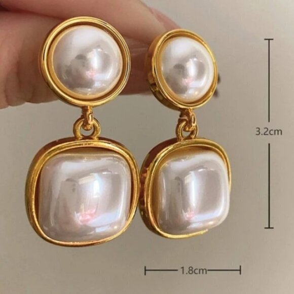 faux pearl drop earrings chic classic luxury - Picture 3 of 3